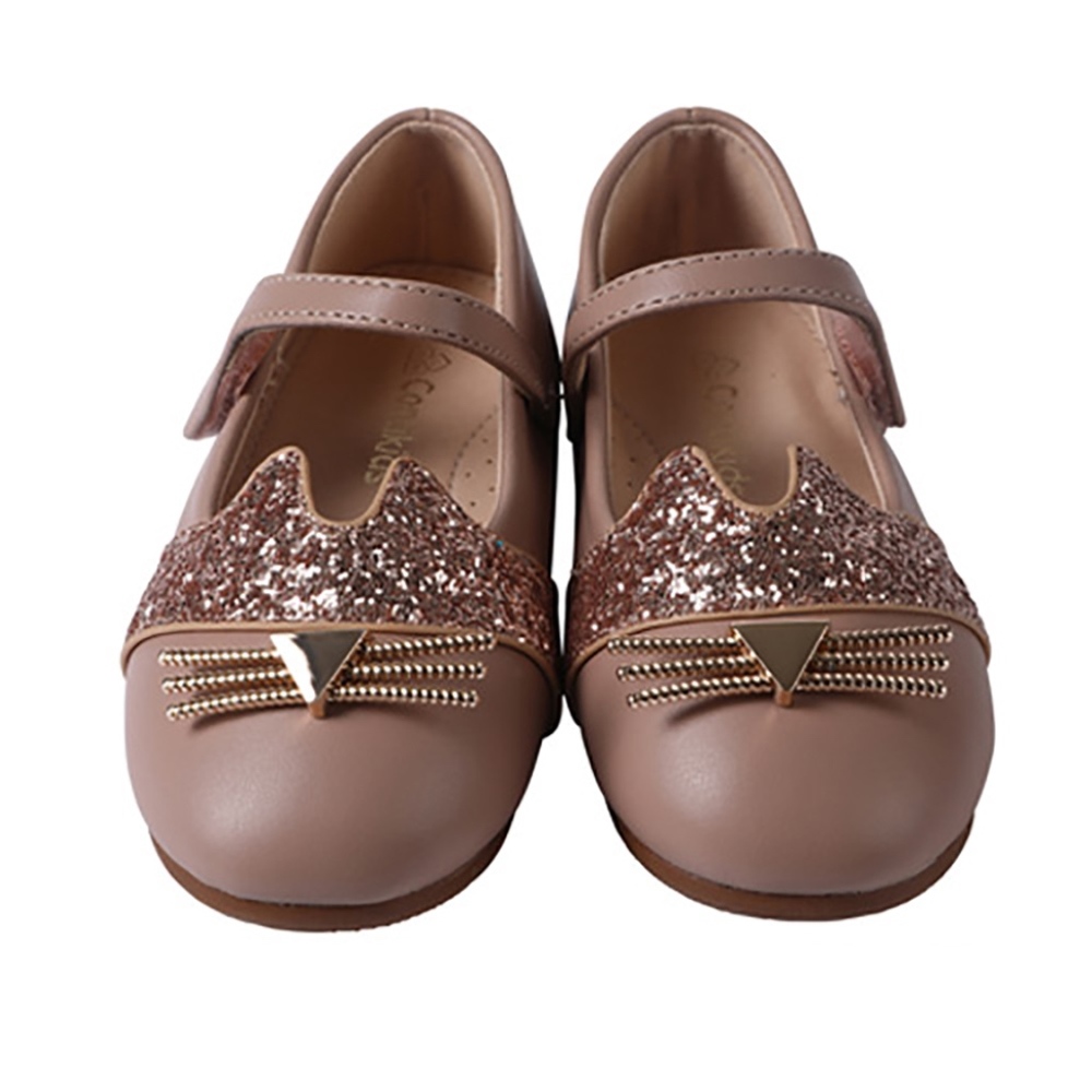 Girls Mary Jane Glitter Cat Ballerina Flat Shoes